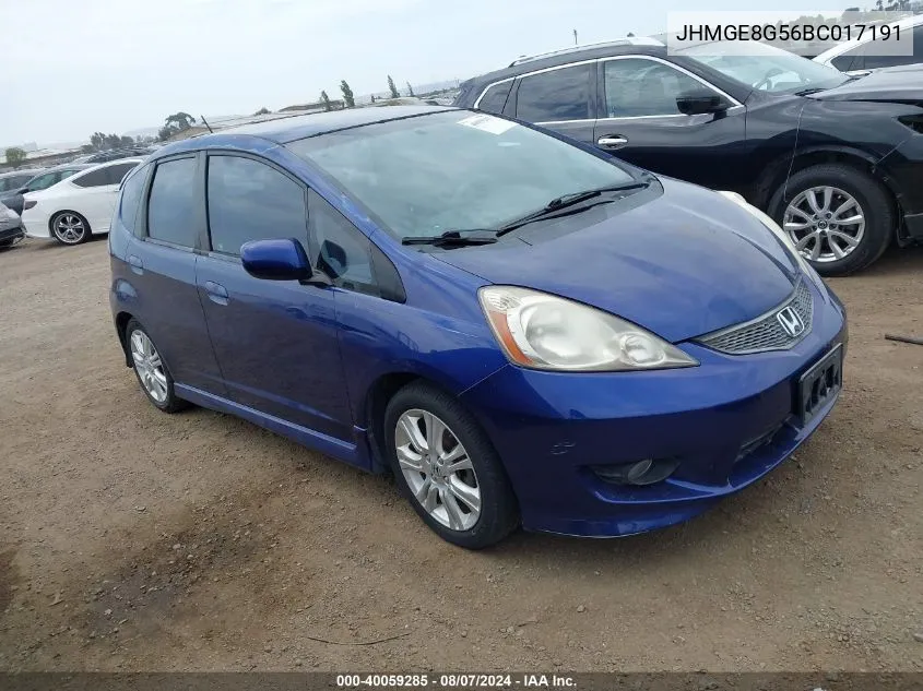 2011 Honda Fit Sport VIN: JHMGE8G56BC017191 Lot: 40059285