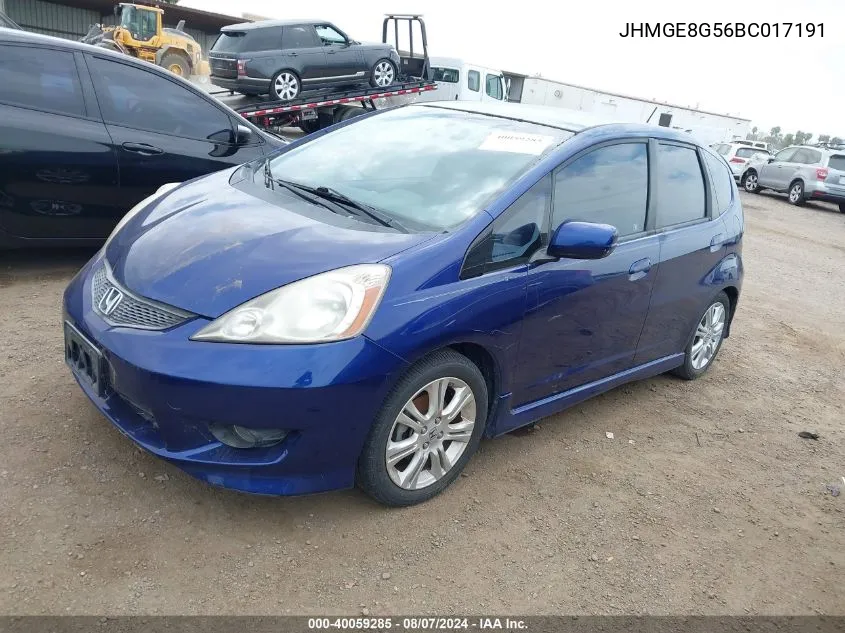 2011 Honda Fit Sport VIN: JHMGE8G56BC017191 Lot: 40059285