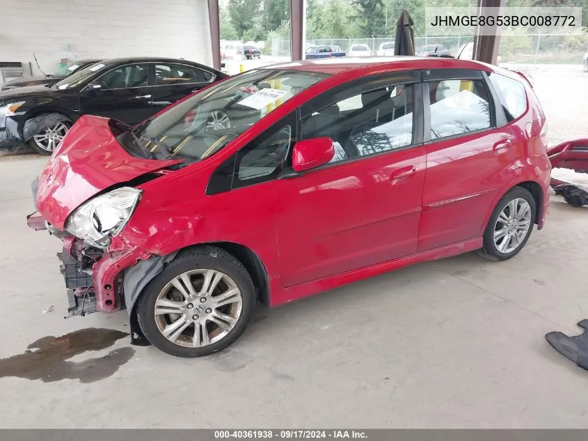 2011 Honda Fit Sport VIN: JHMGE8G53BC008772 Lot: 40361938