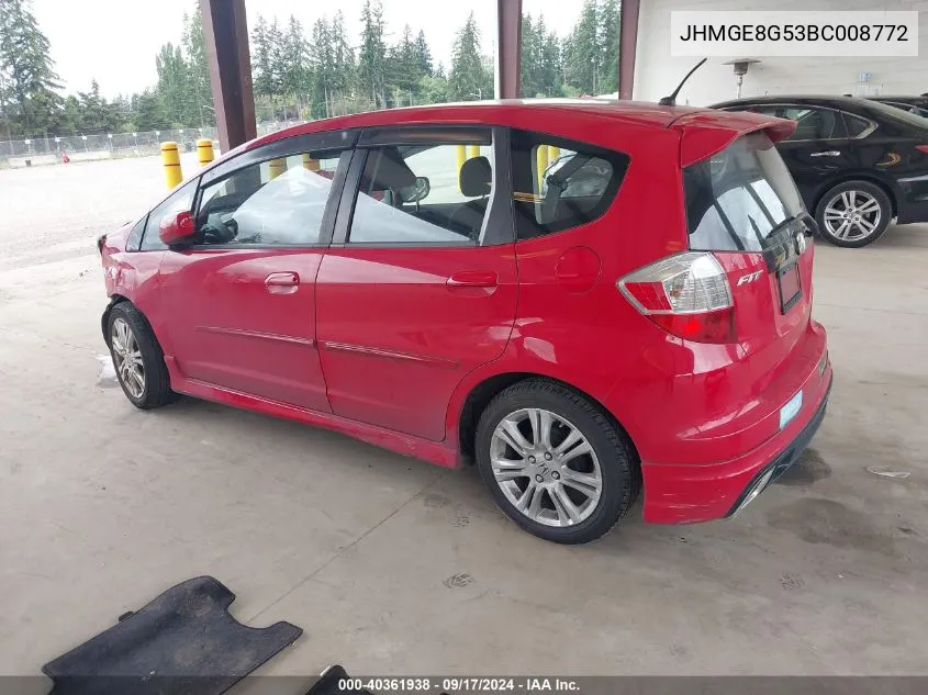 2011 Honda Fit Sport VIN: JHMGE8G53BC008772 Lot: 40361938