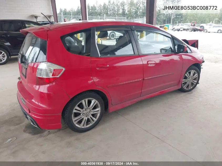 2011 Honda Fit Sport VIN: JHMGE8G53BC008772 Lot: 40361938