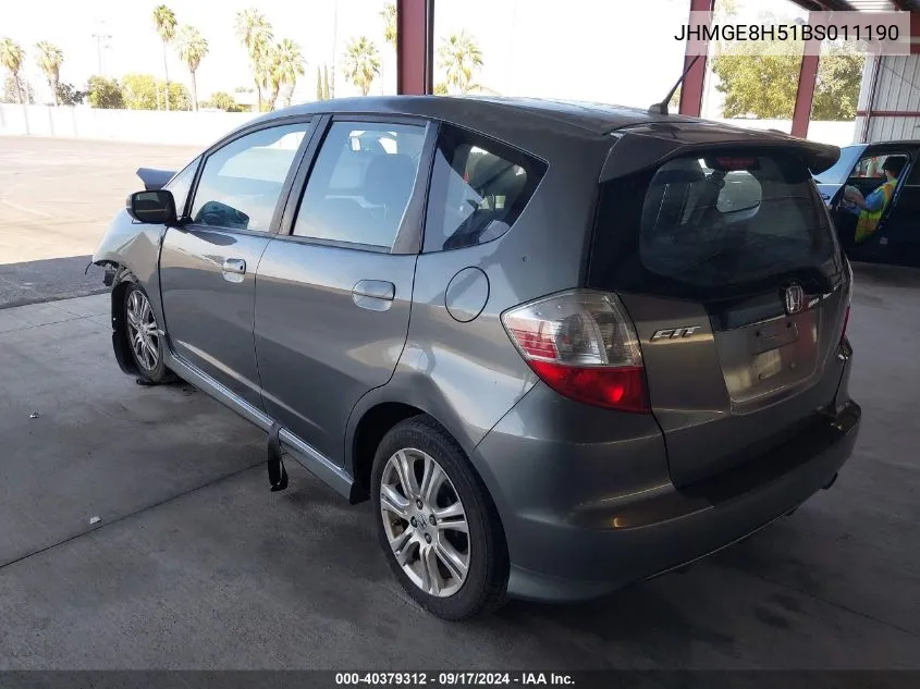 2011 Honda Fit Sport VIN: JHMGE8H51BS011190 Lot: 40379312