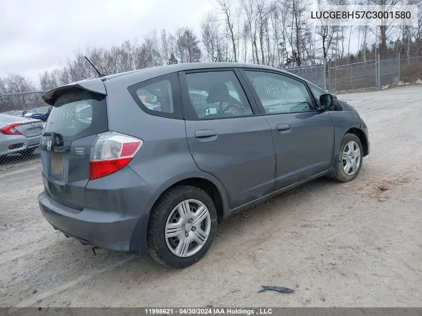 2012 Honda Fit Lx VIN: LUCGE8H57C3001580 Lot: 11998621