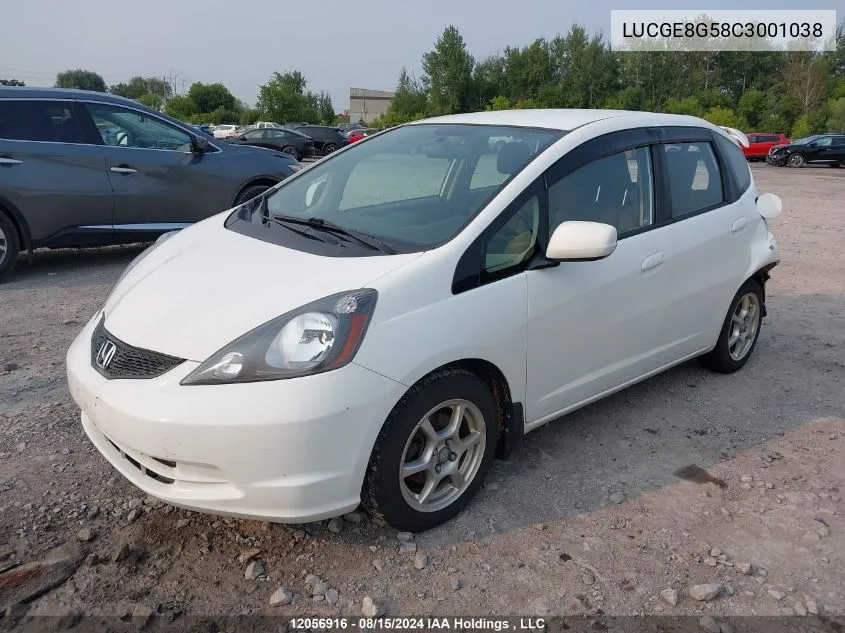 2012 Honda Fit Lx VIN: LUCGE8G58C3001038 Lot: 12056916