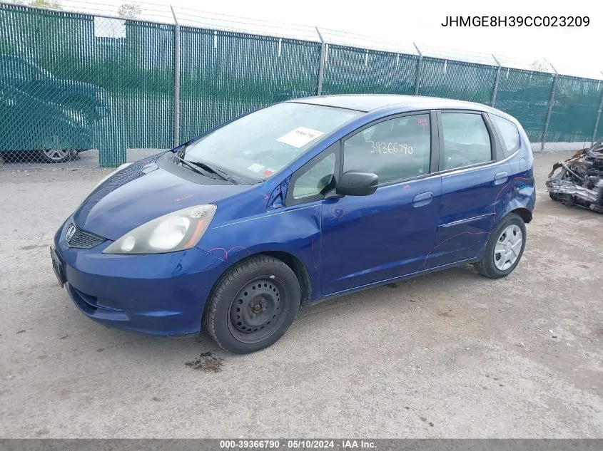 2012 Honda Fit VIN: JHMGE8H39CC023209 Lot: 39366790