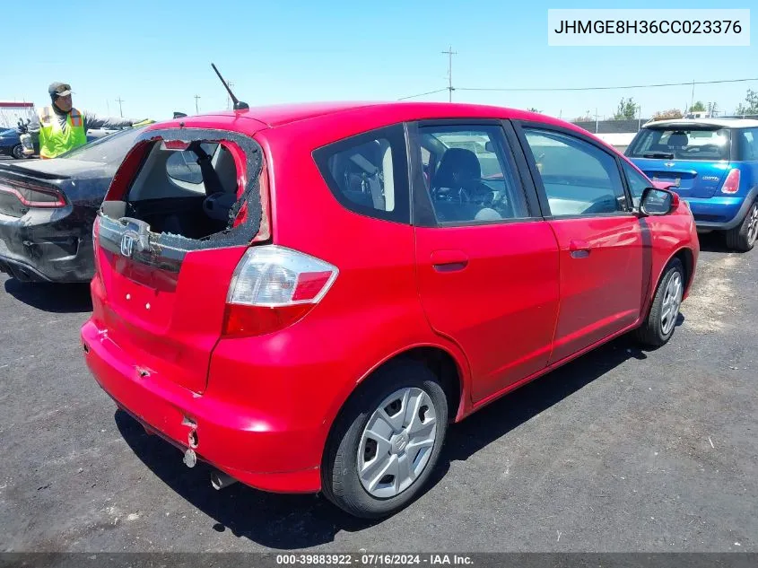 2012 Honda Fit VIN: JHMGE8H36CC023376 Lot: 39883922