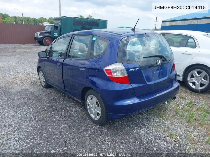 2012 Honda Fit VIN: JHMGE8H30CC014415 Lot: 39889832