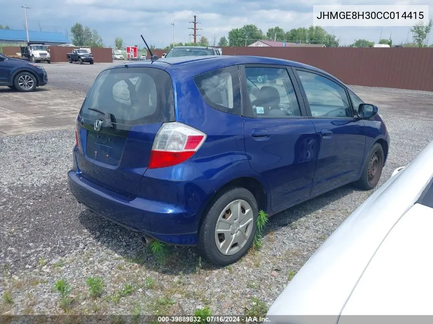 2012 Honda Fit VIN: JHMGE8H30CC014415 Lot: 39889832