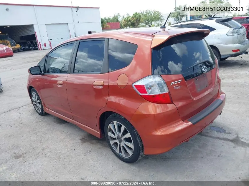 2012 Honda Fit Sport VIN: JHMGE8H51CC033301 Lot: 39928090