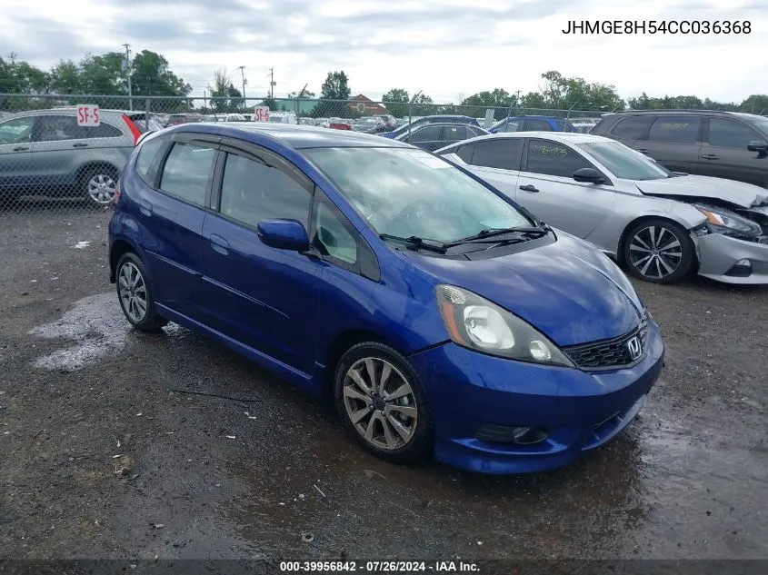 JHMGE8H54CC036368 2012 Honda Fit Sport