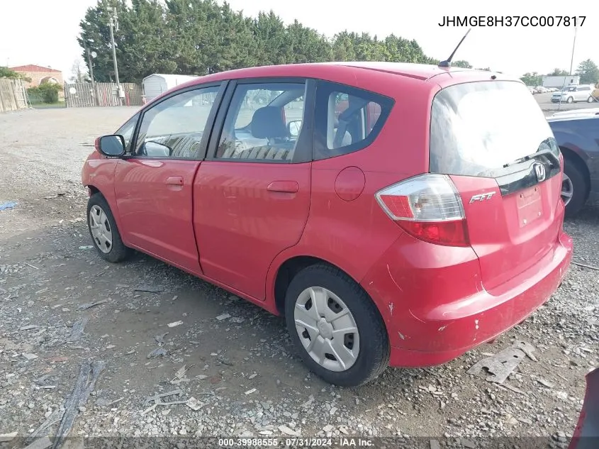 2012 Honda Fit VIN: JHMGE8H37CC007817 Lot: 39988555