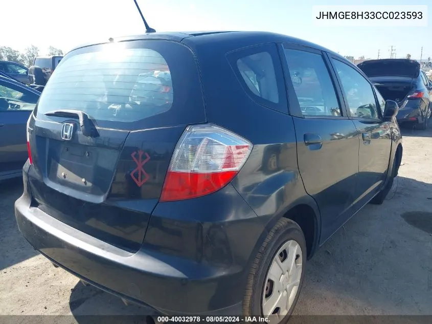 2012 Honda Fit VIN: JHMGE8H33CC023593 Lot: 40032978