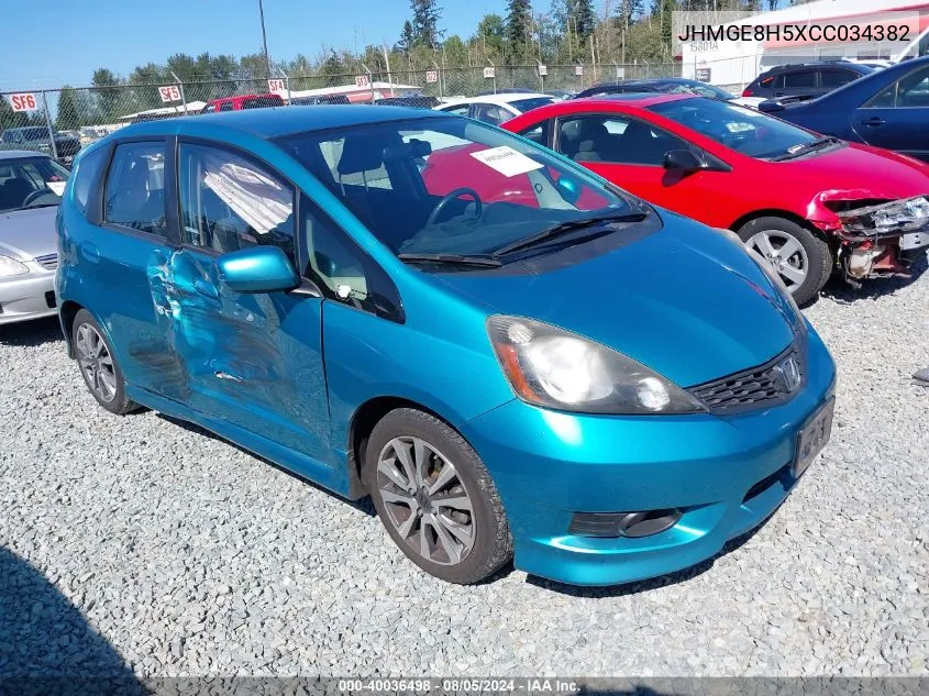 JHMGE8H5XCC034382 2012 Honda Fit Sport