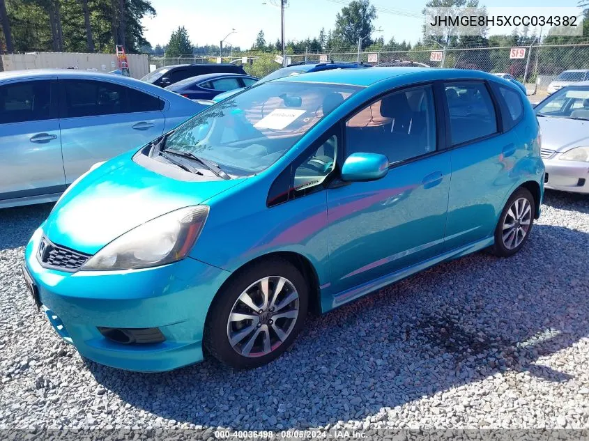 JHMGE8H5XCC034382 2012 Honda Fit Sport