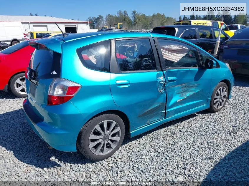 JHMGE8H5XCC034382 2012 Honda Fit Sport