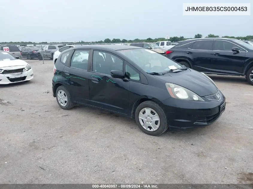 2012 Honda Fit VIN: JHMGE8G35CS000453 Lot: 40040957