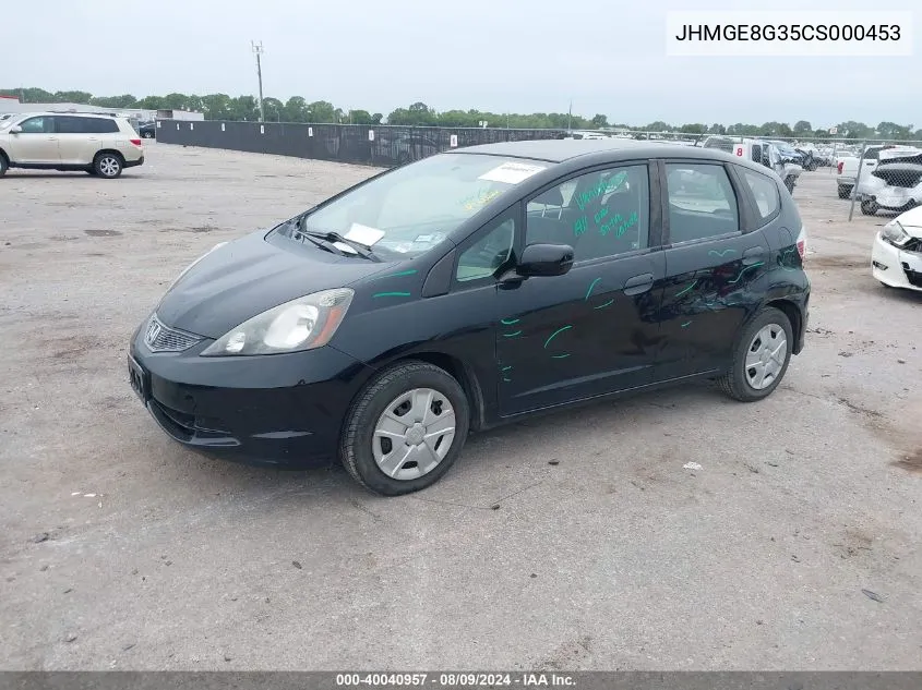 2012 Honda Fit VIN: JHMGE8G35CS000453 Lot: 40040957