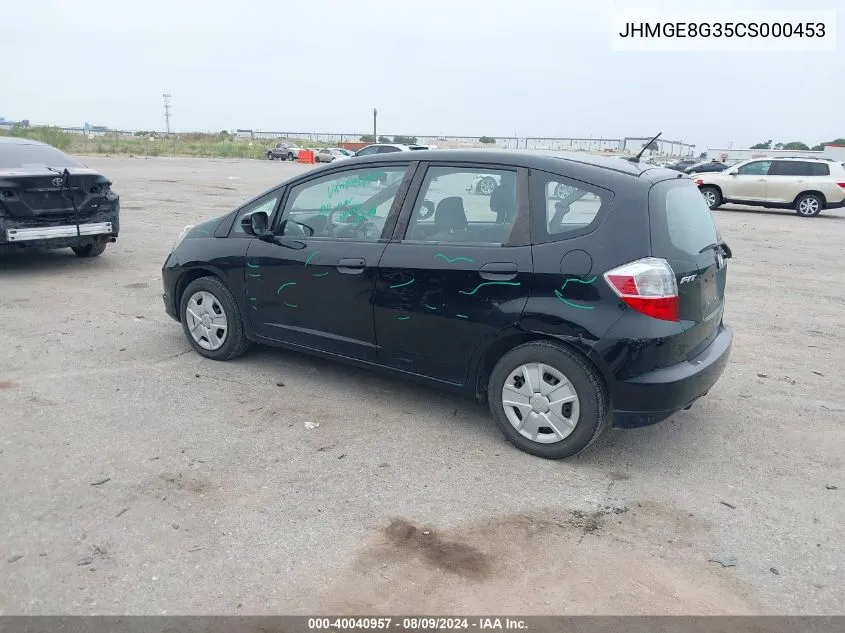 2012 Honda Fit VIN: JHMGE8G35CS000453 Lot: 40040957