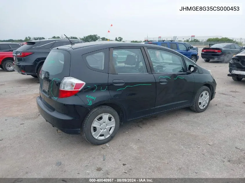 2012 Honda Fit VIN: JHMGE8G35CS000453 Lot: 40040957