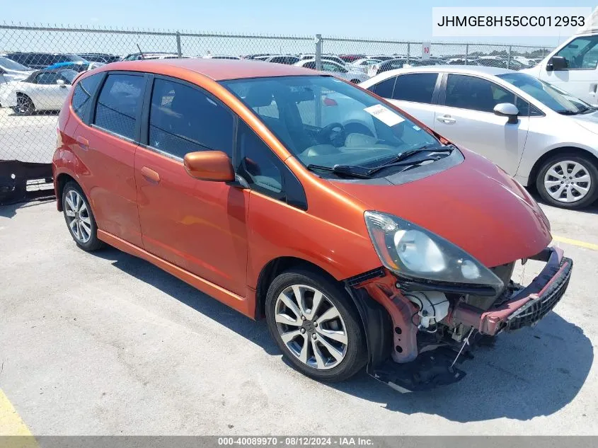 2012 Honda Fit Sport VIN: JHMGE8H55CC012953 Lot: 40089970