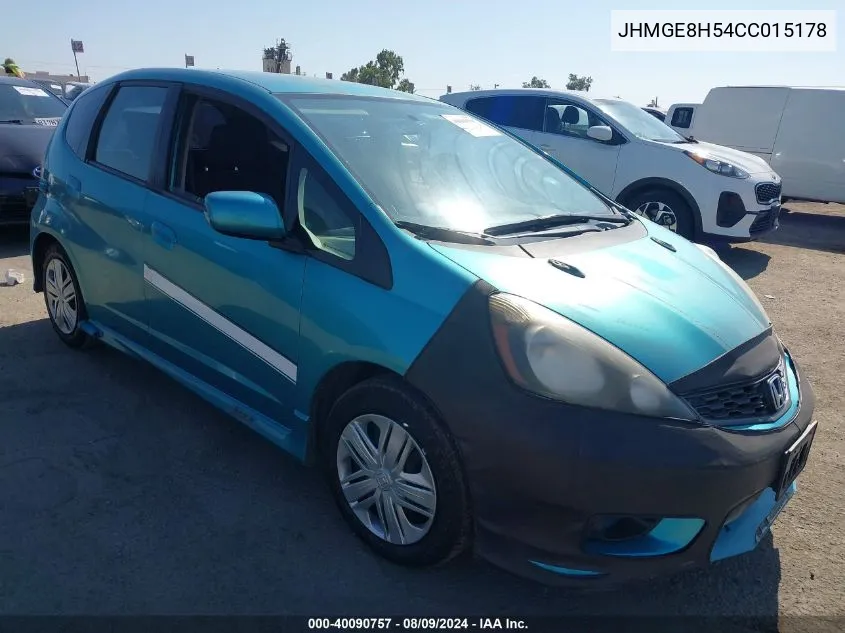 JHMGE8H54CC015178 2012 Honda Fit Sport