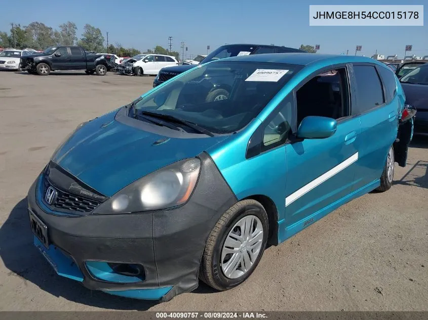 JHMGE8H54CC015178 2012 Honda Fit Sport