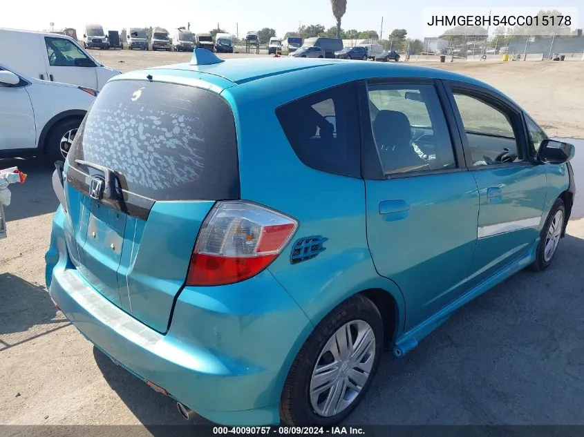 JHMGE8H54CC015178 2012 Honda Fit Sport