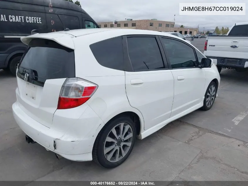 JHMGE8H67CC019024 2012 Honda Fit Sport