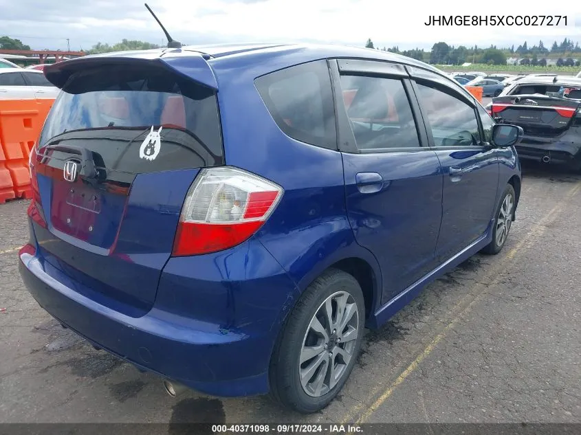 2012 Honda Fit Sport VIN: JHMGE8H5XCC027271 Lot: 40371098