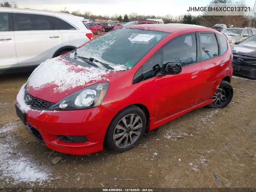 JHMGE8H6XCC013721 2012 Honda Fit Sport