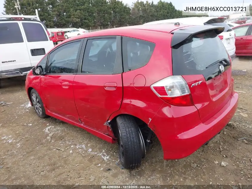 JHMGE8H6XCC013721 2012 Honda Fit Sport
