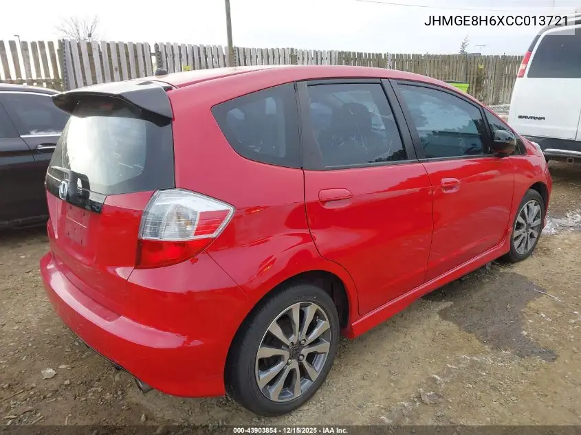 JHMGE8H6XCC013721 2012 Honda Fit Sport