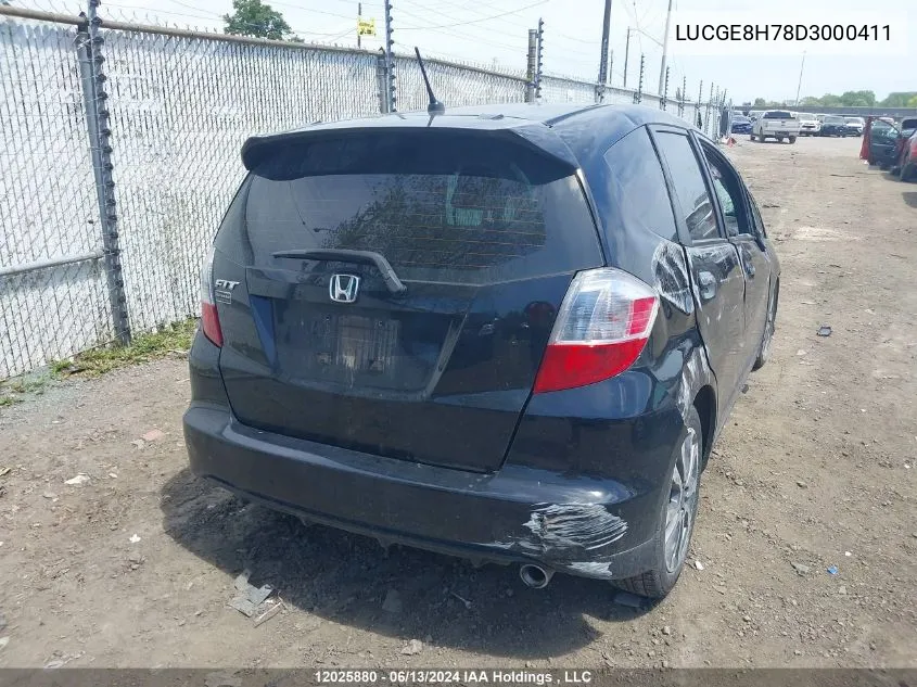 2013 Honda Fit Sport VIN: LUCGE8H78D3000411 Lot: 12025880