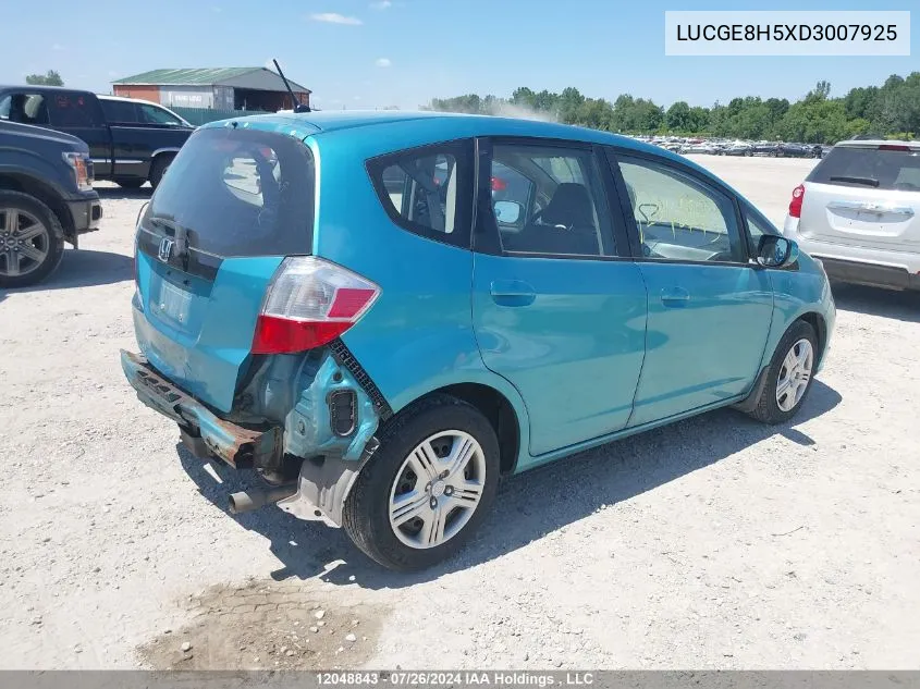 2013 Honda Fit VIN: LUCGE8H5XD3007925 Lot: 12048843