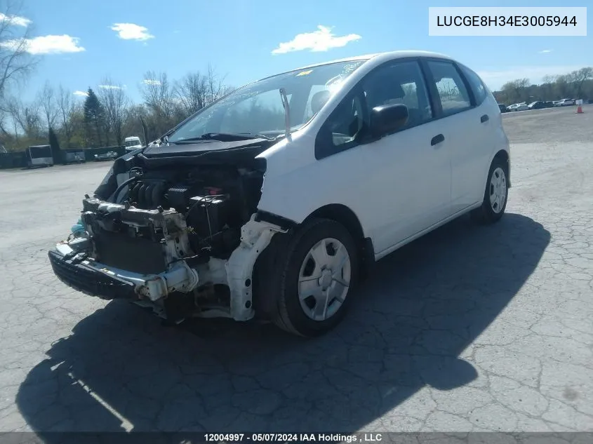 2014 Honda Fit VIN: LUCGE8H34E3005944 Lot: 12004997