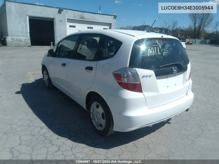 2014 Honda Fit VIN: LUCGE8H34E3005944 Lot: 12004997