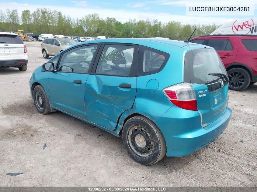 2014 Honda Fit VIN: LUCGE8H3XE3004281 Lot: 12006252