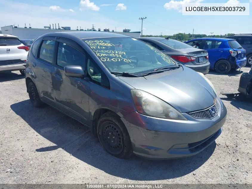 2014 Honda Fit VIN: LUCGE8H5XE3003729 Lot: 12038881