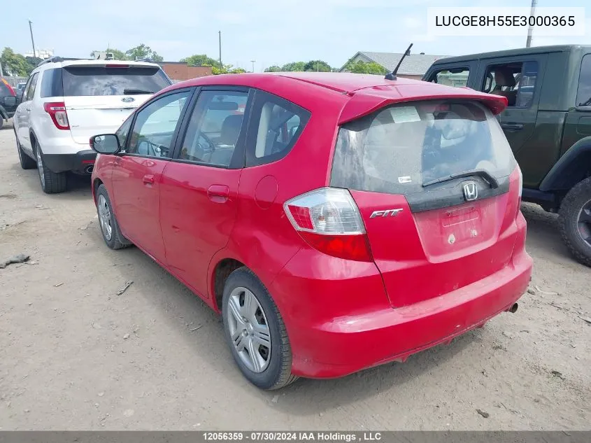 2014 Honda Fit VIN: LUCGE8H55E3000365 Lot: 12056359