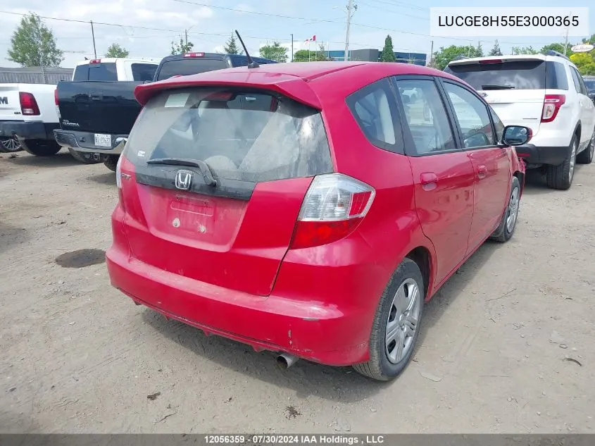 2014 Honda Fit VIN: LUCGE8H55E3000365 Lot: 12056359