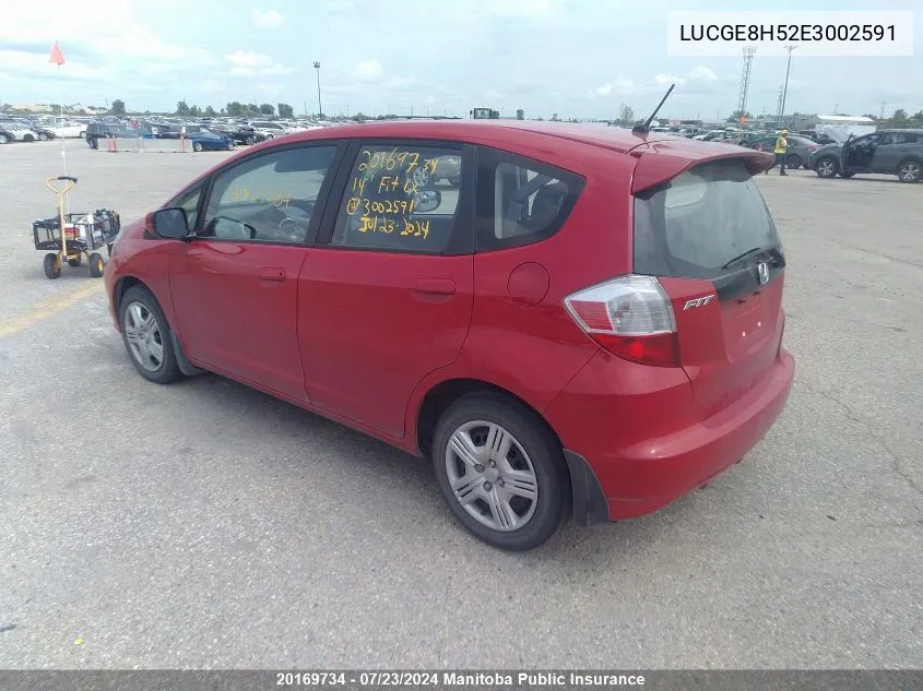 2014 Honda Fit Lx VIN: LUCGE8H52E3002591 Lot: 20169734