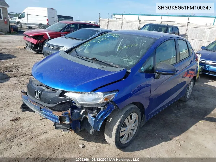 2015 Honda Fit VIN: 3HGGK5G51FM100347 Lot: 12025966