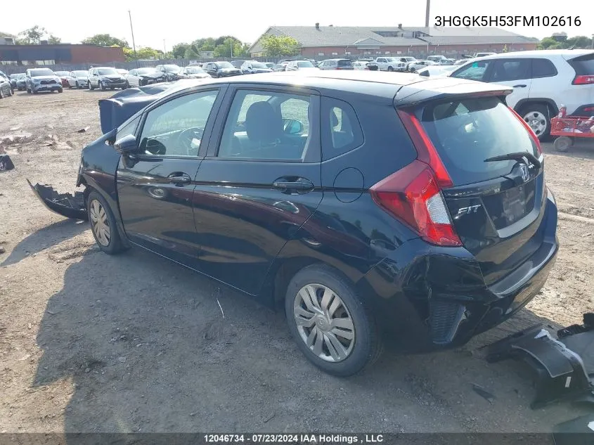 2015 Honda Fit VIN: 3HGGK5H53FM102616 Lot: 12046734