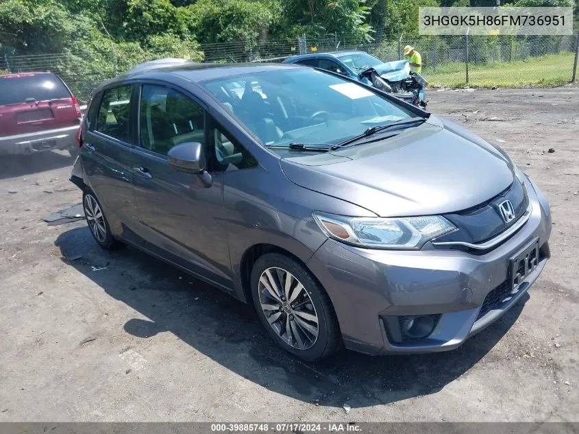 2015 Honda Fit Ex/Ex-L VIN: 3HGGK5H86FM736951 Lot: 39885748