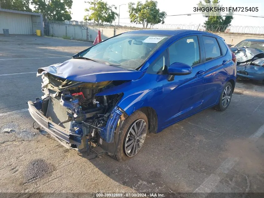 2015 Honda Fit Ex/Ex-L VIN: 3HGGK5H81FM725405 Lot: 39932889