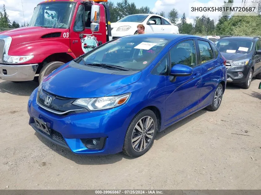 2015 Honda Fit Ex/Ex-L VIN: 3HGGK5H81FM720687 Lot: 39965867