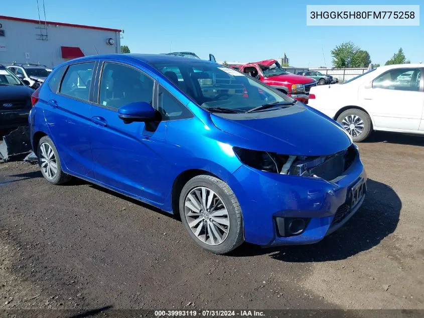 2015 Honda Fit Ex/Ex-L VIN: 3HGGK5H80FM775258 Lot: 39993119