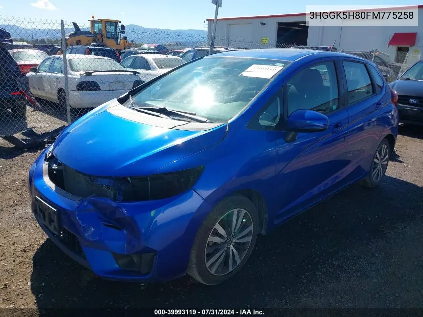 2015 Honda Fit Ex/Ex-L VIN: 3HGGK5H80FM775258 Lot: 39993119