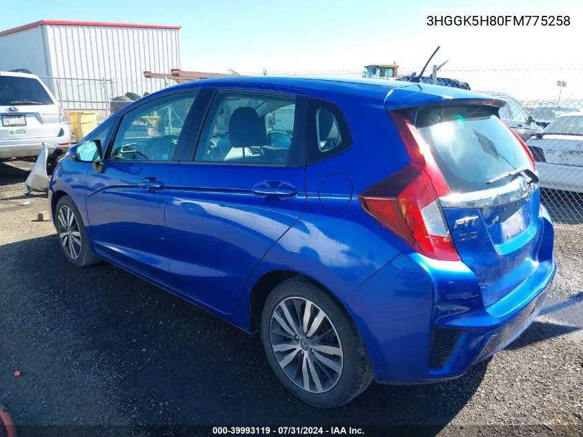 2015 Honda Fit Ex/Ex-L VIN: 3HGGK5H80FM775258 Lot: 39993119