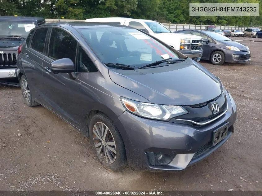 2015 Honda Fit Ex/Ex-L VIN: 3HGGK5H84FM743235 Lot: 40026940